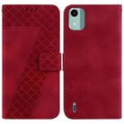 For Nokia C12 7-shaped Embossed Leather Phone Case(Red) - 1