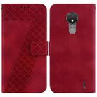 For Nokia C21 7-shaped Embossed Leather Phone Case(Red) - 1