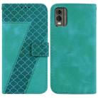 For Nokia C32 7-shaped Embossed Leather Phone Case(Green) - 1