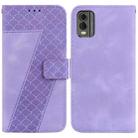 For Nokia C32 7-shaped Embossed Leather Phone Case(Purple) - 1