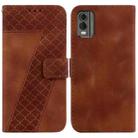 For Nokia C32 7-shaped Embossed Leather Phone Case(Brown) - 1