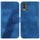 For Nokia C32 7-shaped Embossed Leather Phone Case(Blue) - 1