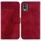 For Nokia C32 7-shaped Embossed Leather Phone Case(Red) - 1