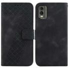 For Nokia C32 7-shaped Embossed Leather Phone Case(Black) - 1