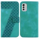 For Nokia G60 7-shaped Embossed Leather Phone Case(Green) - 1