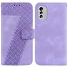 For Nokia G60 7-shaped Embossed Leather Phone Case(Purple) - 1