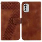 For Nokia G60 7-shaped Embossed Leather Phone Case(Brown) - 1