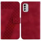 For Nokia G60 7-shaped Embossed Leather Phone Case(Red) - 1