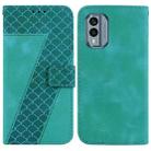 For Nokia X30 7-shaped Embossed Leather Phone Case(Green) - 1