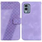 For Nokia X30 7-shaped Embossed Leather Phone Case(Purple) - 1