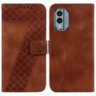 For Nokia X30 7-shaped Embossed Leather Phone Case(Brown) - 1