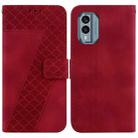 For Nokia X30 7-shaped Embossed Leather Phone Case(Red) - 1