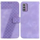 For Nokia G42 7-shaped Embossed Leather Phone Case(Purple) - 1