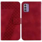 For Nokia G42 7-shaped Embossed Leather Phone Case(Red) - 1