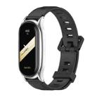 For Xiaomi Mi Band 8 Mijobs Plus Case Flat Hole Silicone Watch Band(Black Silver) - 1