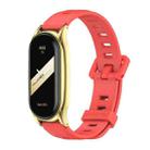 For Xiaomi Mi Band 8 Mijobs Plus Case Flat Hole Silicone Watch Band(Red Gold) - 1