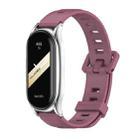 For Xiaomi Mi Band 8 Mijobs Plus Case Flat Hole Silicone Watch Band(Wine Red Silver) - 1