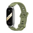 For Xiaomi Mi Band 8 Mijobs Plus Case Flat Hole Silicone Watch Band(Army Green Silver) - 1