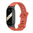 For Xiaomi Mi Band 8 Mijobs Plus Case Flat Hole Silicone Watch Band(Orange Black) - 1