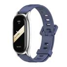 For Xiaomi Mi Band 8 Mijobs Plus Case Flat Hole Silicone Watch Band(Blue Silver) - 1