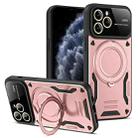 For iPhone 11 Pro Max Large Window MagSafe Holder Phone Case(Rose Gold) - 1