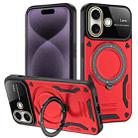 For iPhone 16 Plus Large Window MagSafe Holder Phone Case(Red) - 1