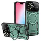 For iPhone 15 Pro Large Window MagSafe Holder Phone Case(Green) - 1