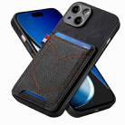 For iPhone 15 Plus Denim Texture Leather Skin Phone Case with Card Slot(Black) - 1