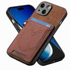 For iPhone 15 Plus Denim Texture Leather Skin Phone Case with Card Slot(Brown) - 1