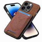 For iPhone 14 Pro Denim Texture Leather Skin Phone Case with Card Slot(Brown) - 1
