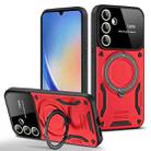 For Samsung Galaxy A34 5G Large Window MagSafe Holder Phone Case(Red) - 1