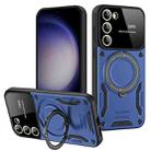 For Samsung Galaxy S23+ 5G Large Window MagSafe Holder Phone Case(Blue) - 1