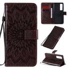 For Huawei Nova 7 Pro 5G Embossed Sunflower Pattern Horizontal Flip PU Leather Case with Holder & Card Slots & Wallet & Lanyard(Brown) - 1