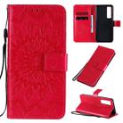 For Huawei Nova 7 Pro 5G Embossed Sunflower Pattern Horizontal Flip PU Leather Case with Holder & Card Slots & Wallet & Lanyard(Red) - 1