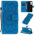 For Huawei Nova 7 SE/P40 Lite 5G Embossed Sunflower Pattern Horizontal Flip PU Leather Case with Holder & Card Slots & Wallet & Lanyard(Blue) - 1