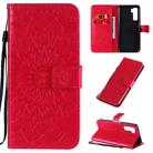 For Huawei Nova 7 SE/P40 Lite 5G Embossed Sunflower Pattern Horizontal Flip PU Leather Case with Holder & Card Slots & Wallet & Lanyard(Red) - 1