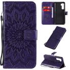 For Huawei Nova 7 SE/P40 Lite 5G Embossed Sunflower Pattern Horizontal Flip PU Leather Case with Holder & Card Slots & Wallet & Lanyard(Purple) - 1