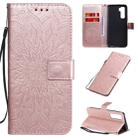 For Huawei Nova 7 SE/P40 Lite 5G Embossed Sunflower Pattern Horizontal Flip PU Leather Case with Holder & Card Slots & Wallet & Lanyard(Rose Gold) - 1