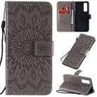 For Huawei Nova 7 5G Embossed Sunflower Pattern Horizontal Flip PU Leather Case with Holder & Card Slots & Wallet & Lanyard(Gray) - 1