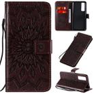 For Huawei Nova 7 5G Embossed Sunflower Pattern Horizontal Flip PU Leather Case with Holder & Card Slots & Wallet & Lanyard(Brown) - 1