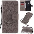 For Huawei P40 Lite E/Y7p/Honor 9C Embossed Sunflower Pattern Horizontal Flip PU Leather Case with Holder & Card Slots & Wallet & Lanyard(Gray) - 1