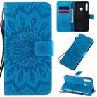 For Huawei P40 Lite E/Y7p/Honor 9C Embossed Sunflower Pattern Horizontal Flip PU Leather Case with Holder & Card Slots & Wallet & Lanyard(Blue) - 1