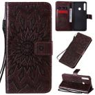 For Huawei P40 Lite E/Y7p/Honor 9C Embossed Sunflower Pattern Horizontal Flip PU Leather Case with Holder & Card Slots & Wallet & Lanyard(Brown) - 1