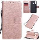 For Huawei P40 Lite E/Y7p/Honor 9C Embossed Sunflower Pattern Horizontal Flip PU Leather Case with Holder & Card Slots & Wallet & Lanyard(Rose Gold) - 1