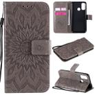 For Huawei P smart 2020 Embossed Sunflower Pattern Horizontal Flip PU Leather Case with Holder & Card Slots & Wallet & Lanyard(Gray) - 1