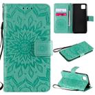 For Huawei Y5p/Honor 9S Embossed Sunflower Pattern Horizontal Flip PU Leather Case with Holder & Card Slots & Wallet & Lanyard(Green) - 1