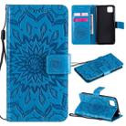 For Huawei Y5p/Honor 9S Embossed Sunflower Pattern Horizontal Flip PU Leather Case with Holder & Card Slots & Wallet & Lanyard(Blue) - 1