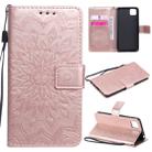 For Huawei Y5p/Honor 9S Embossed Sunflower Pattern Horizontal Flip PU Leather Case with Holder & Card Slots & Wallet & Lanyard(Rose Gold) - 1