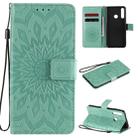 For Huawei Y6p Embossed Sunflower Pattern Horizontal Flip PU Leather Case with Holder & Card Slots & Wallet & Lanyard(Green) - 1