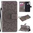 For Huawei Y6p Embossed Sunflower Pattern Horizontal Flip PU Leather Case with Holder & Card Slots & Wallet & Lanyard(Gray) - 1